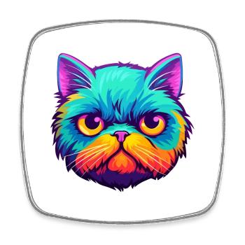 Exotic Shorthair Cat Watercolor Cartoon Kawaii - Square fridge magnet - white - Front