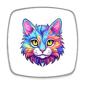 Kurilian Bobtail Katze Aquarell Cartoon Kawaii - Viereckiger Kühlschrankmagnet - Weiß - Vorne