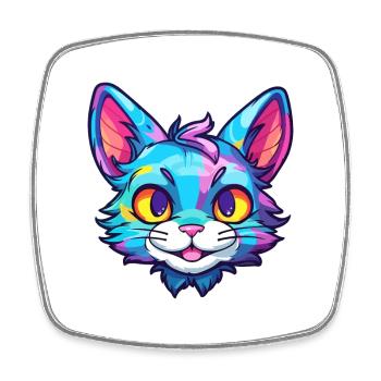 Pixie Bob Cat Breed Watercolor Cartoon Kawaii Pet - Square fridge magnet - white - Front