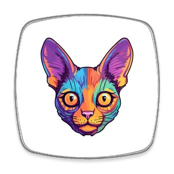 Somali Shorthair chat aquarelle dessin animé Kawaii - Magnet carré - blanc - Devant