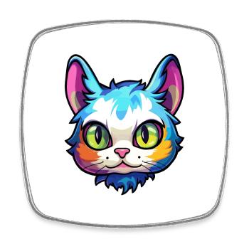 Snowshoe Cat Breed Watercolor Cartoon Kawaii Pet - Square fridge magnet - white - Front