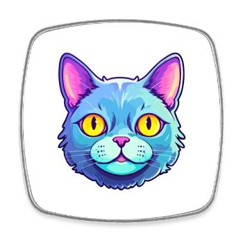 British Longhair Cat Watercolor Cartoon Kawaii - Square fridge magnet - white - Front