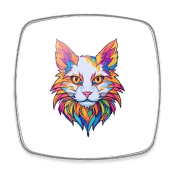 Turc Van Cat Breed Aquarelle Dessin Animé Kawaii - Magnet carré - blanc - Devant