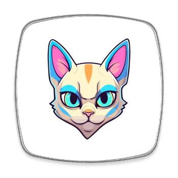 Tonkinois chat race aquarelle dessin animé kawaii animal de compagnie - Magnet carré - blanc - Devant