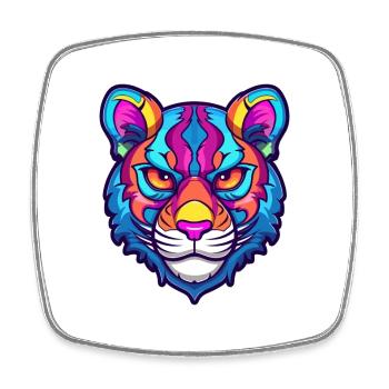 Tiger Katze Rasse Aquarell Karikatur Kawaii Haustier - Viereckiger Kühlschrankmagnet - Weiß - Vorne