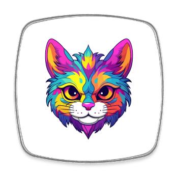 Chat thaïlandais race aquarelle dessin animé Kawaii animal de compagnie - Magnet carré - blanc - Devant