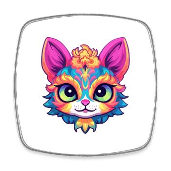 Singapura Katze Rasse Aquarell Karikatur Kawaii Haustier - Viereckiger Kühlschrankmagnet - Weiß - Vorne