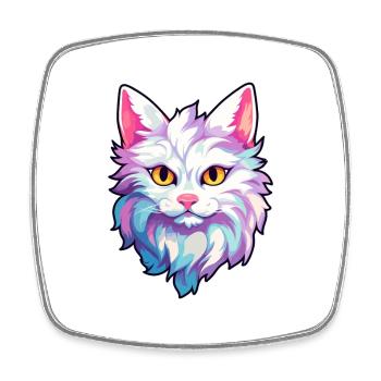 Turc Angora Chat Race Aquarelle Dessin Animé Kawaii - Magnet carré - blanc - Devant
