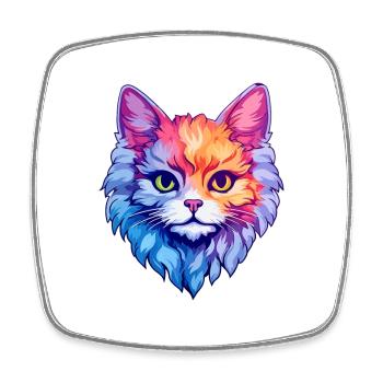Selkirk Rex Katze Rasse Aquarell Cartoon Kawaii - Viereckiger Kühlschrankmagnet - Weiß - Vorne
