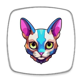 Siamkatze Rasse Aquarell Karikatur Kawaii Haustier - Viereckiger Kühlschrankmagnet - Weiß - Vorne