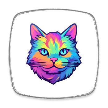 Schottische gerade Katze Aquarell Karikatur Kawaii - Viereckiger Kühlschrankmagnet - Weiß - Vorne