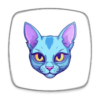 Chat bleu russe race aquarelle dessin animé Kawaii - Magnet carré - blanc - Devant