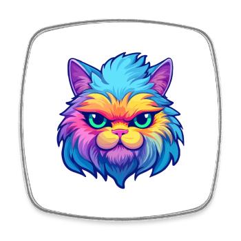 Chat persan race aquarelle dessin animé Kawaii animal de compagnie - Magnet carré - blanc - Devant