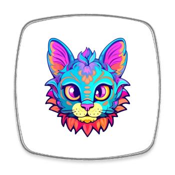 Minskin Cat Breed aquarelle Cartoon Kawaii Pet - Magnet carré - blanc - Devant