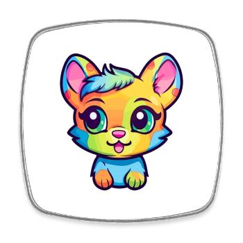 Bébé chat race aquarelle dessin animé kawaii animal de compagnie - Magnet carré - blanc - Devant