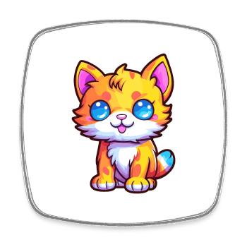 Munchkin Katze Rasse Aquarell Karikatur Kawaii Haustier - Viereckiger Kühlschrankmagnet - Weiß - Vorne