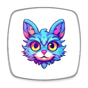 Manx Cat Breed Aquarelle Dessin Animé Kawaii Pet - Magnet carré - blanc - Devant