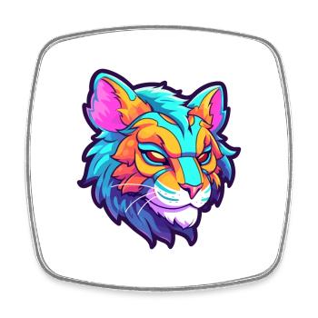 Liger Hybrid Löwe Tiger Katze Bunte Karikatur Kawai - Viereckiger Kühlschrankmagnet - Weiß - Vorne