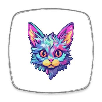 Laperm Cat Breed Aquarelle Cartoon Kawaii Pet - Magnet carré - blanc - Devant