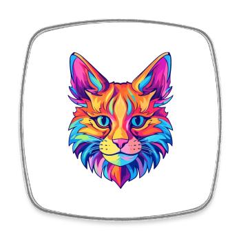 Race de chat somalien aquarelle dessin animé Kawaii animal de compagnie - Magnet carré - blanc - Devant