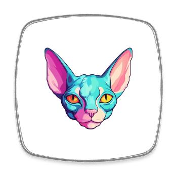 Sphynx Cat Breed Watercolor Cartoon Kawaii Pet - Square fridge magnet - white - Front