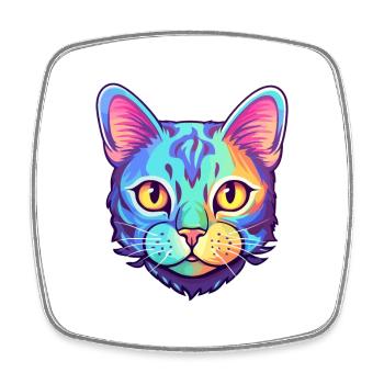 Schottische Kurzhaarkatze Aquarell Karikatur Kawaii - Viereckiger Kühlschrankmagnet - Weiß - Vorne