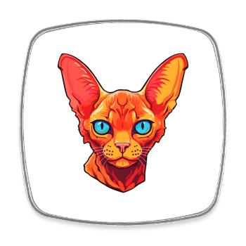 Roter Devon Rex Katze Rasse Aquarell Karikatur Kawaii - Viereckiger Kühlschrankmagnet - Weiß - Vorne