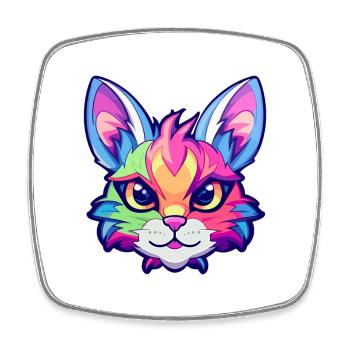 Khao Manee Cat Breed Aquarelle Cartoon Kawaii Pet - Magnet carré - blanc - Devant