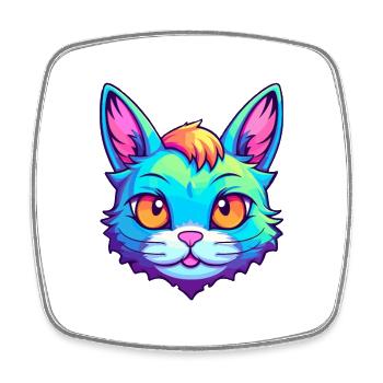 Korean Bobtail Cat Breed Watercolor Cartoon Kawaii - Square fridge magnet - white - Front