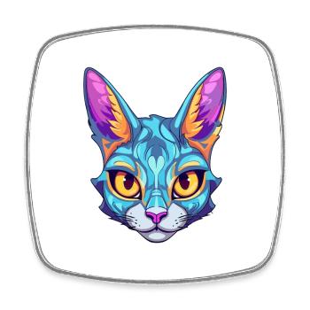 Chat javanais race aquarelle dessin animé Kawaii animal de compagnie - Magnet carré - blanc - Devant