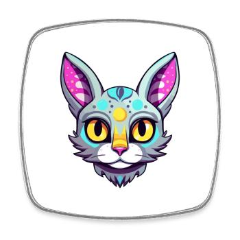 Egyptian Mau Cat Breed Watercolor Cartoon Kawaii - Square fridge magnet - white - Front