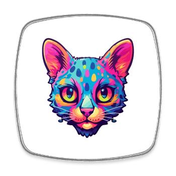 Burmilla Cat Breed aquarelle Cartoon Kawaii Pet - Magnet carré - blanc - Devant