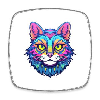 Highlander Cat Breed aquarelle Cartoon Kawaii Pet - Magnet carré - blanc - Devant