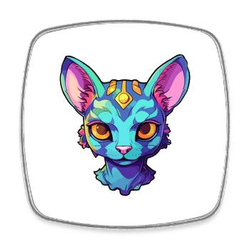 Domestic Cat Breed Watercolor Cartoon Kawaii Pet - Square fridge magnet - white - Front