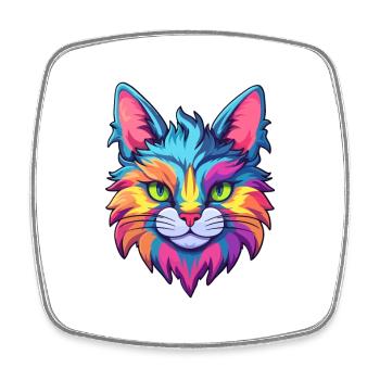 Verdünnte Calico Katze Rasse Aquarell Karikatur Kawaii - Viereckiger Kühlschrankmagnet - Weiß - Vorne