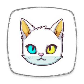 Burmesische Katze Rasse Aquarell Karikatur Kawaii Haustier - Viereckiger Kühlschrankmagnet - Weiß - Vorne