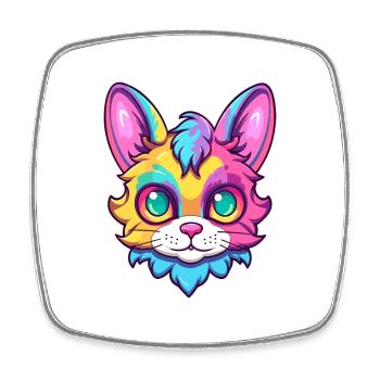 Birma Heilige Katze Rasse Aquarell Karikatur Kawaii - Viereckiger Kühlschrankmagnet - Weiß - Vorne
