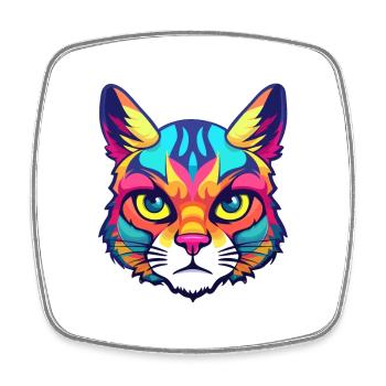German Rex Cat Breed Watercolor Cartoon Kawaii Pet - Square fridge magnet - white - Front