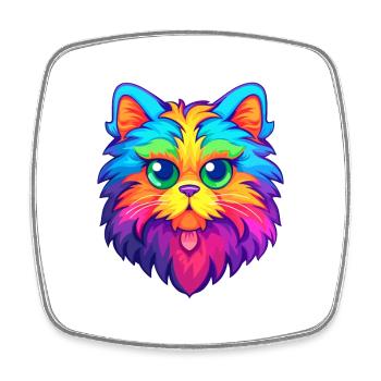 Deutsch Langhaar Katze Aquarell Karikatur Kawaii - Viereckiger Kühlschrankmagnet - Weiß - Vorne