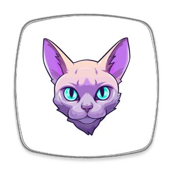 Europäische burmesische Katze Aquarell Karikatur Kawaii - Viereckiger Kühlschrankmagnet - Weiß - Vorne