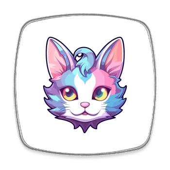 Devon Rex Cat Breed Watercolor Cartoon Kawaii Pet - Square fridge magnet - white - Front
