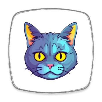 Californie chat pailleté aquarelle dessin animé Kawaii - Magnet carré - blanc - Devant