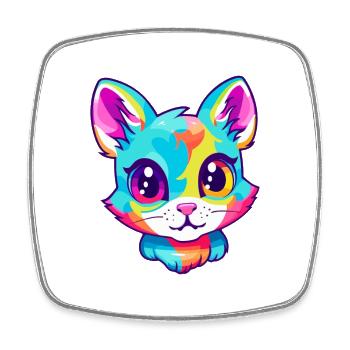 Balinese Cat Breed Watercolor Cartoon Kawaii Pet - Square fridge magnet - white - Front