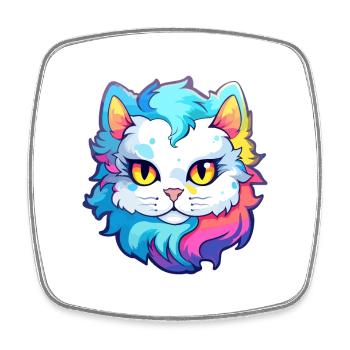 American Curl Cat Breed Aquarelle Cartoon Kawaii - Magnet carré - blanc - Devant