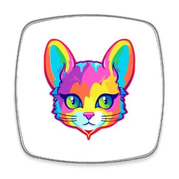 Chat asiatique race aquarelle dessin animé Kawaii animal de compagnie - Magnet carré - blanc - Devant