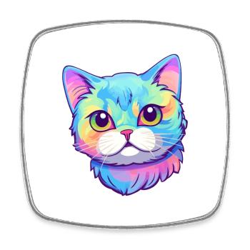 Brasilianische Kurzhaarkatze Aquarell Karikatur Kawaii - Viereckiger Kühlschrankmagnet - Weiß - Vorne