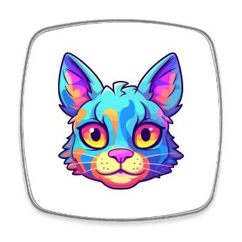 Chat polydactyle américain aquarelle dessin animé Kawaii - Magnet carré - blanc - Devant