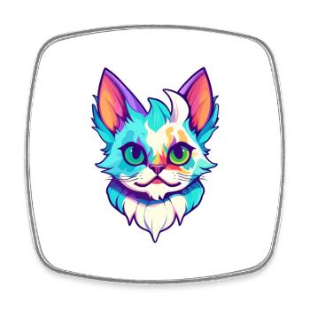 Australian Spotted Mist Cat Colorful Cartoon Kawai - Square fridge magnet - white - Front