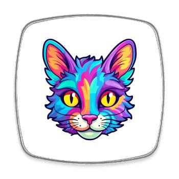 Égée chat race aquarelle dessin animé Kawaii animal de compagnie - Magnet carré - blanc - Devant