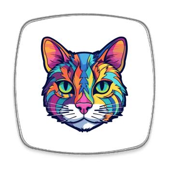 American Wirehair Cat Watercolor Cartoon Kawaii - Square fridge magnet - white - Front